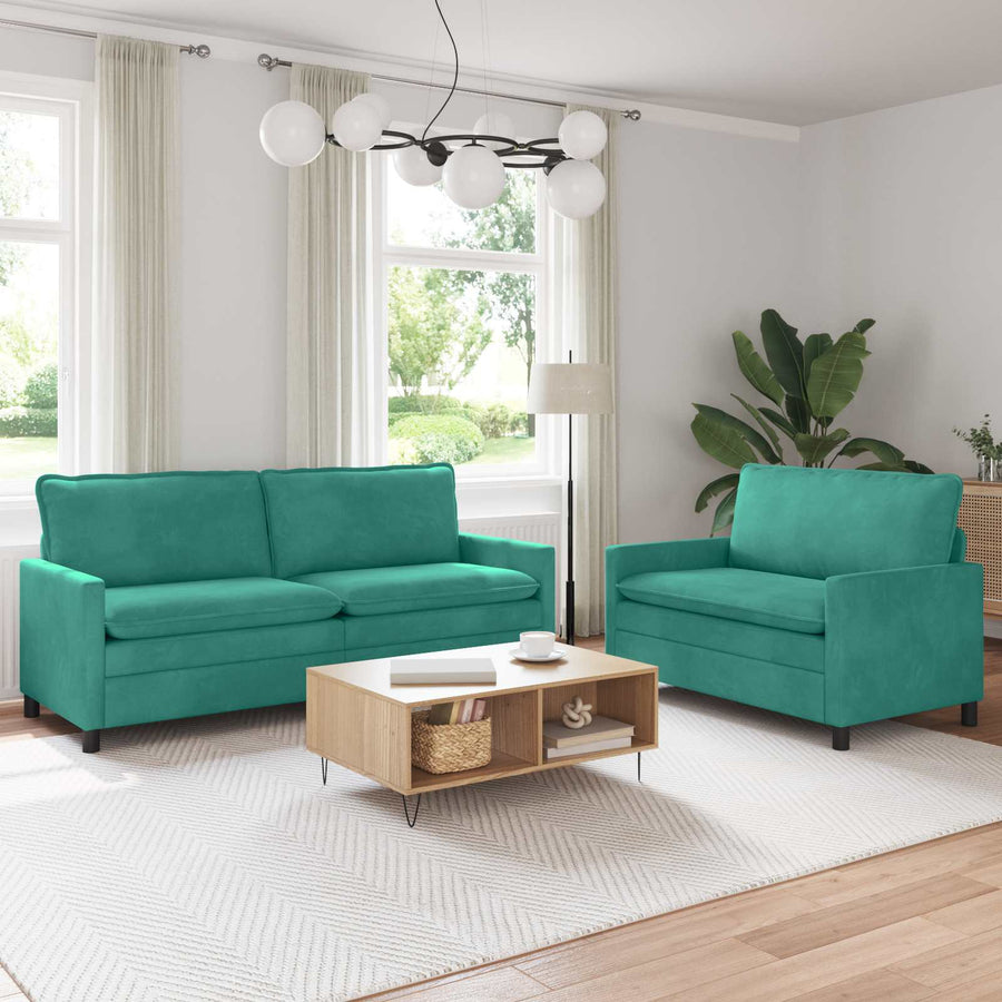 Bankstel 2 pcs Turquoise Fluweel
