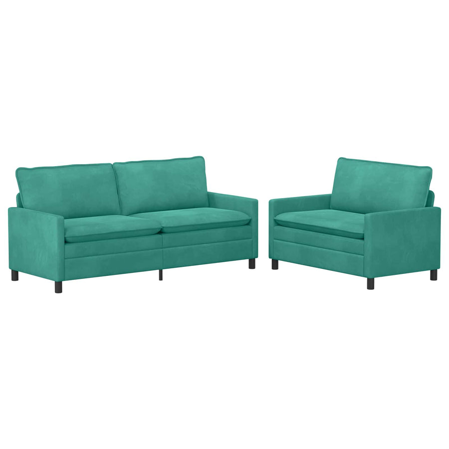 Bankstel 2 pcs Turquoise Fluweel