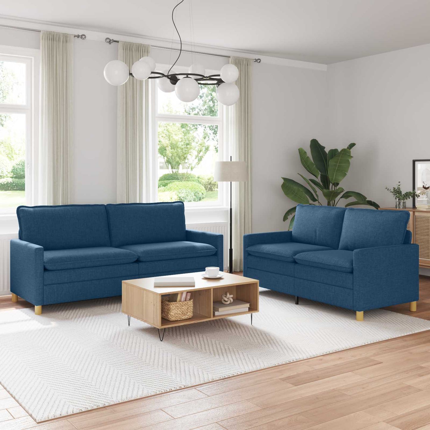 Bankstel 2 st Blauw Stof