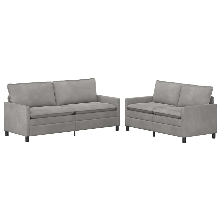 Bankstel 2 pcs Lichtgrijs Fluweel
