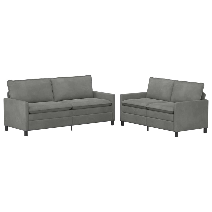 Bankstel 2 pcs Donkergrijs Fluweel