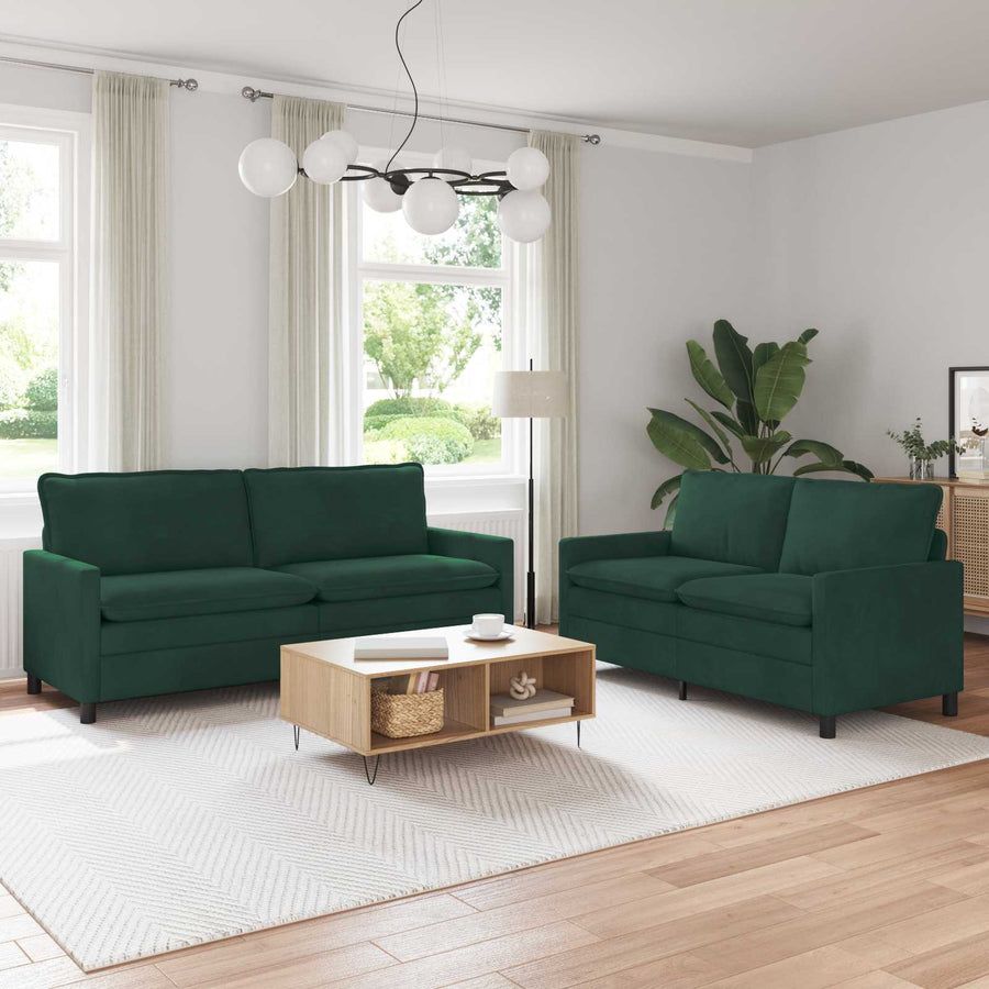 Bankstel 2 pcs Donkergroen Fluweel