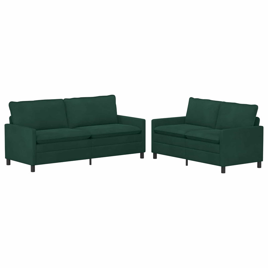 Bankstel 2 pcs Donkergroen Fluweel