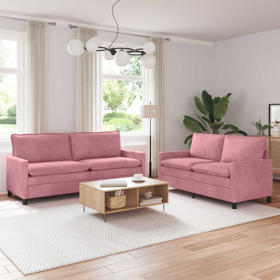 Bankstel 2 pcs Roze Fluweel
