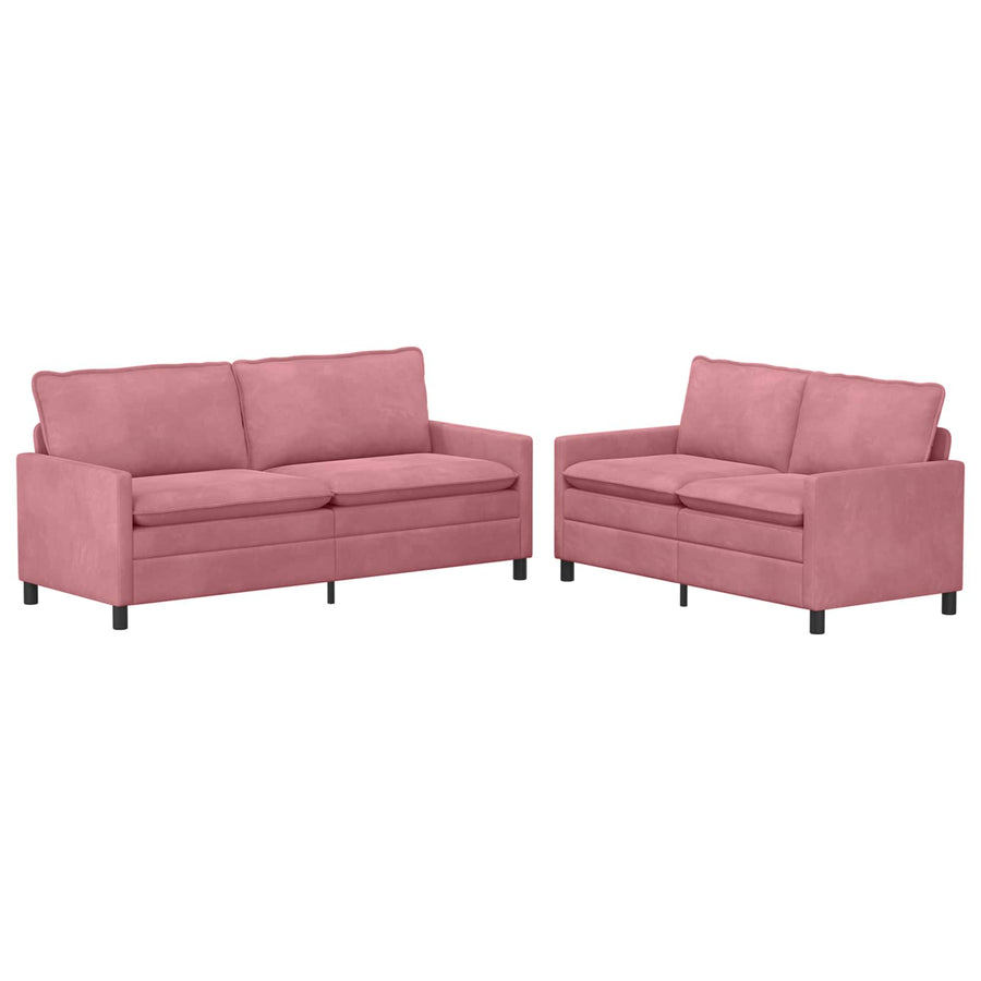 Bankstel 2 pcs Roze Fluweel