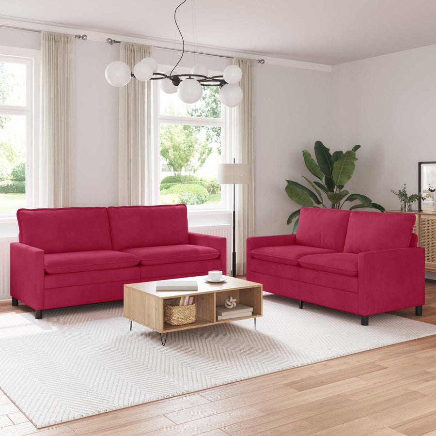 Bankstel 2 pcs Wijnrood Fluweel