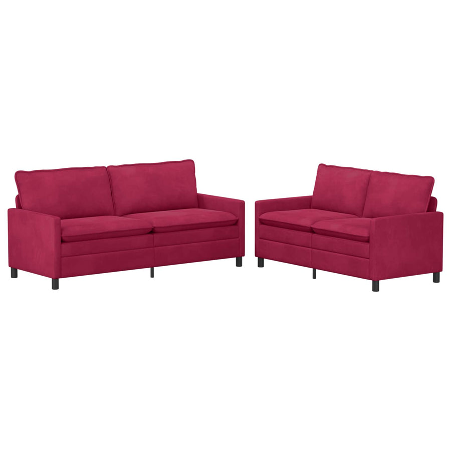 Bankstel 2 pcs Wijnrood Fluweel