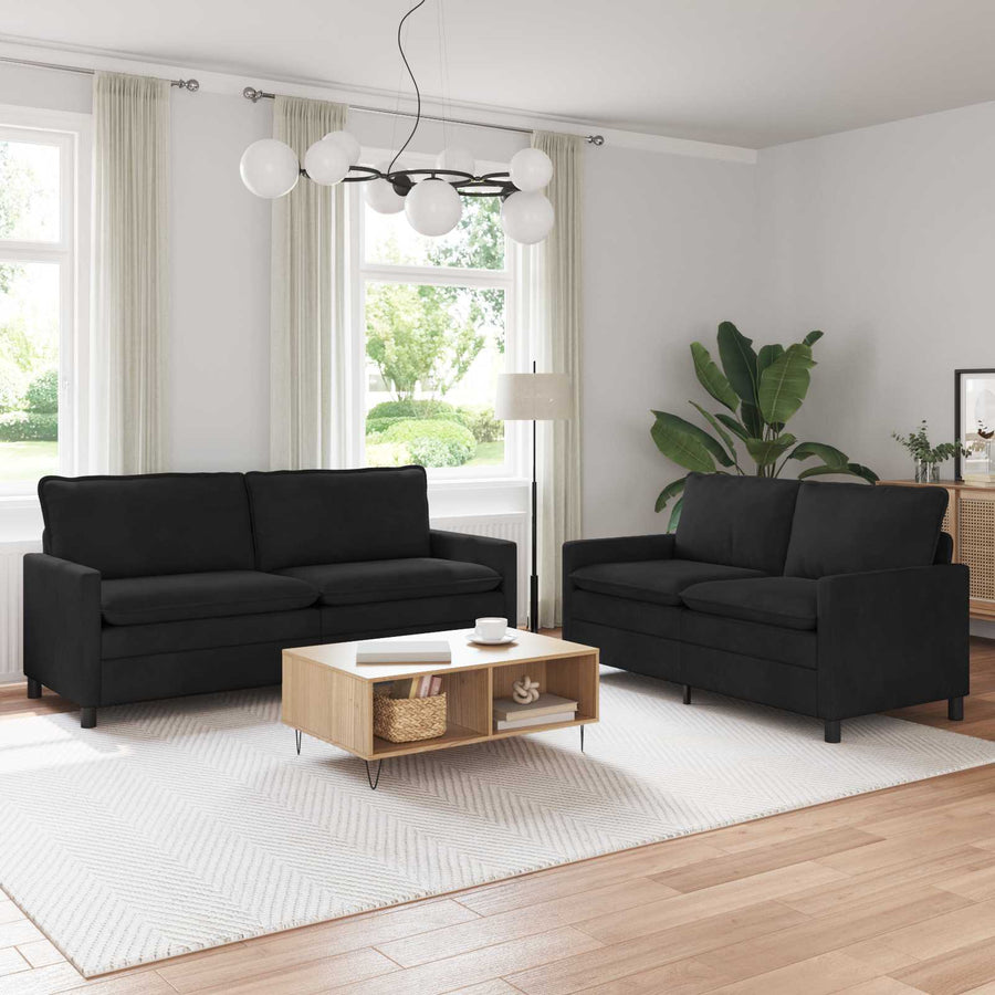 Bankstel 2 pcs Zwart Fluweel