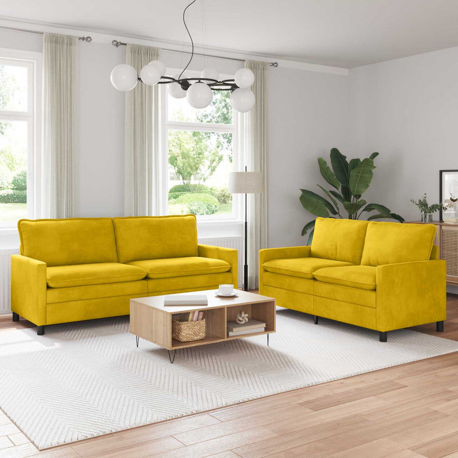 Bankstel 2 pcs Geel Fluweel