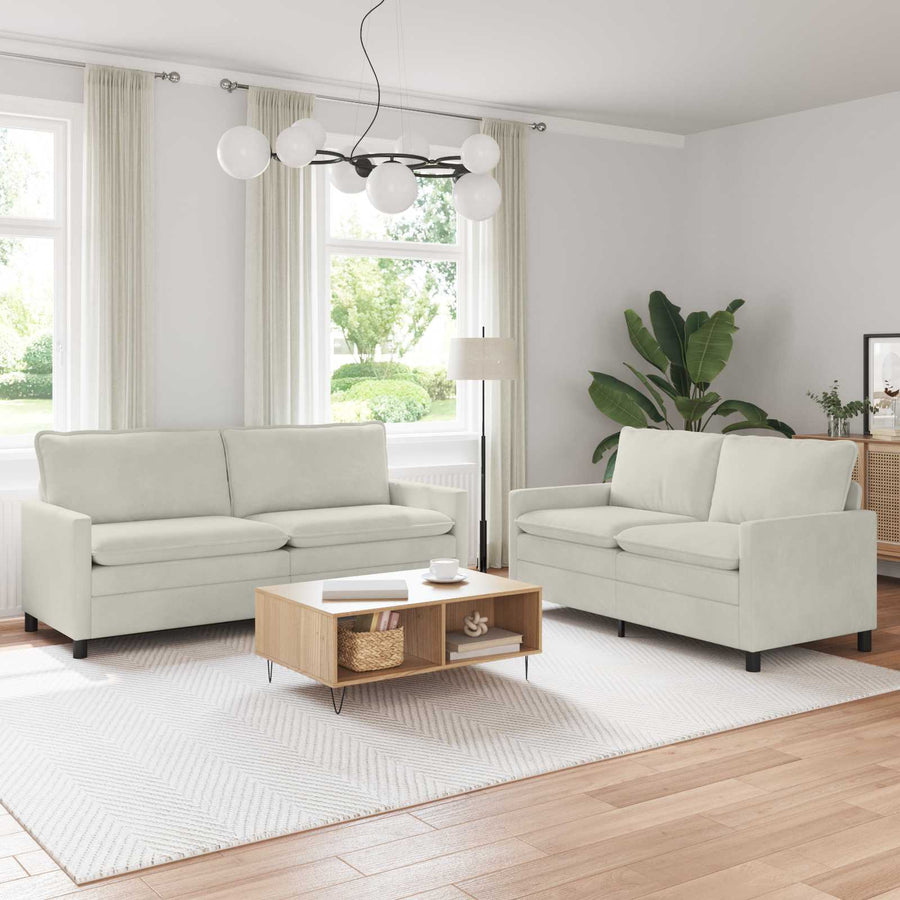 Bankstel 2 pcs Crèmekleurig Fluweel