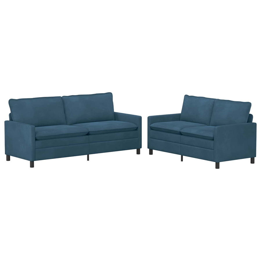 Bankstel 2 pcs Blauw Fluweel