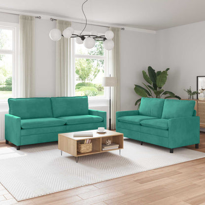 Bankstel 2 pcs Turquoise Fluweel