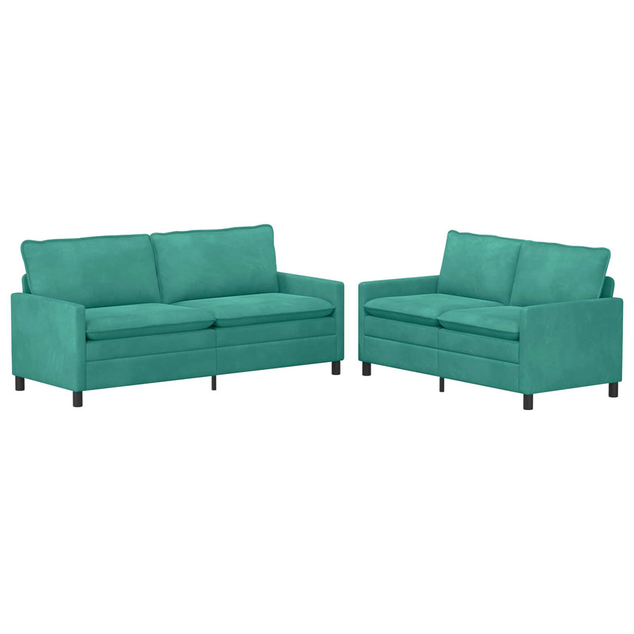 Bankstel 2 pcs Turquoise Fluweel
