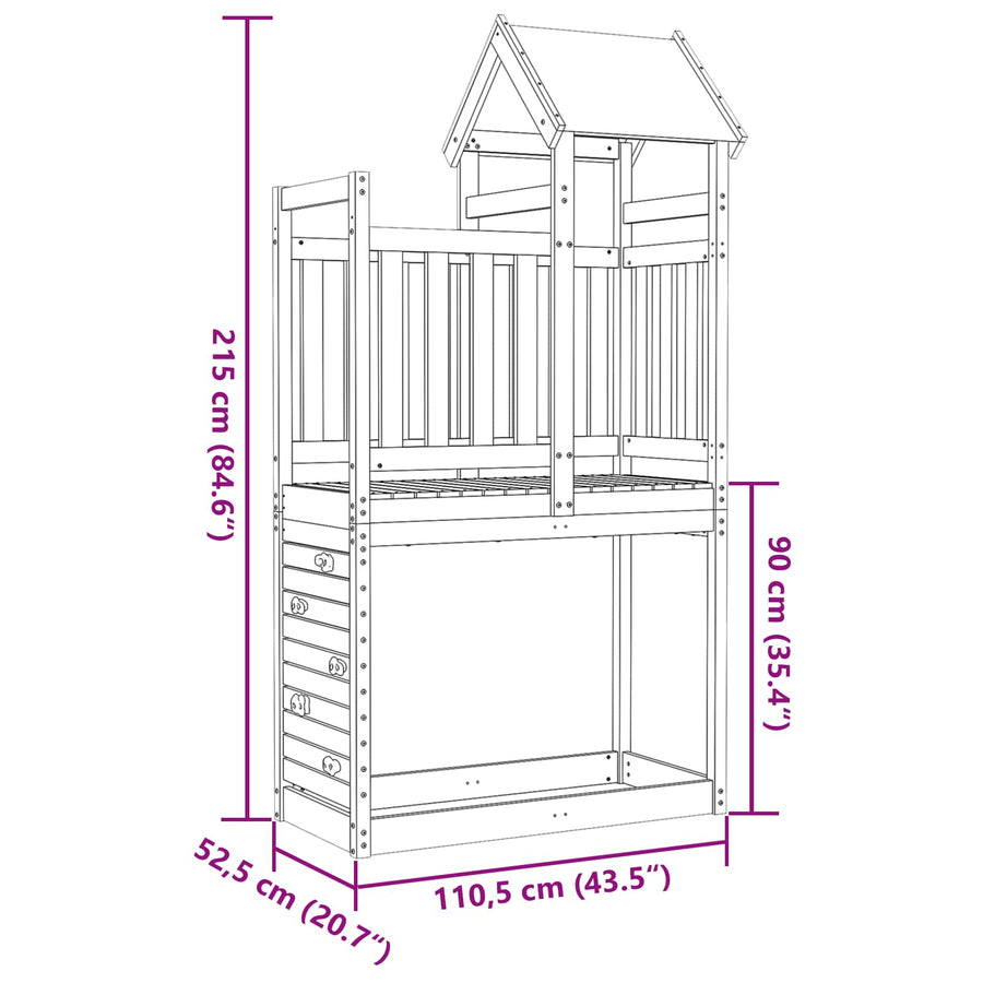 Speeltoren Bruin 110,5 X 52,5 X 215 Cm Massief Douglas Hout Massief douglashout