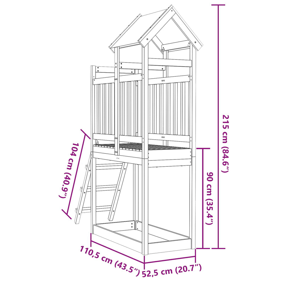 Speeltoren Bruin 52,5 X 110,5 X 215 Cm Massief Douglas Hout Massief douglashout