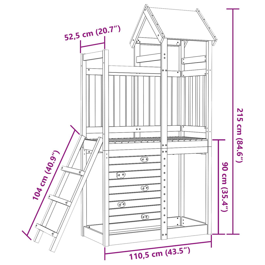 Speeltoren Douglashout 110,5 x 52,5 x 215cm Massief douglashout