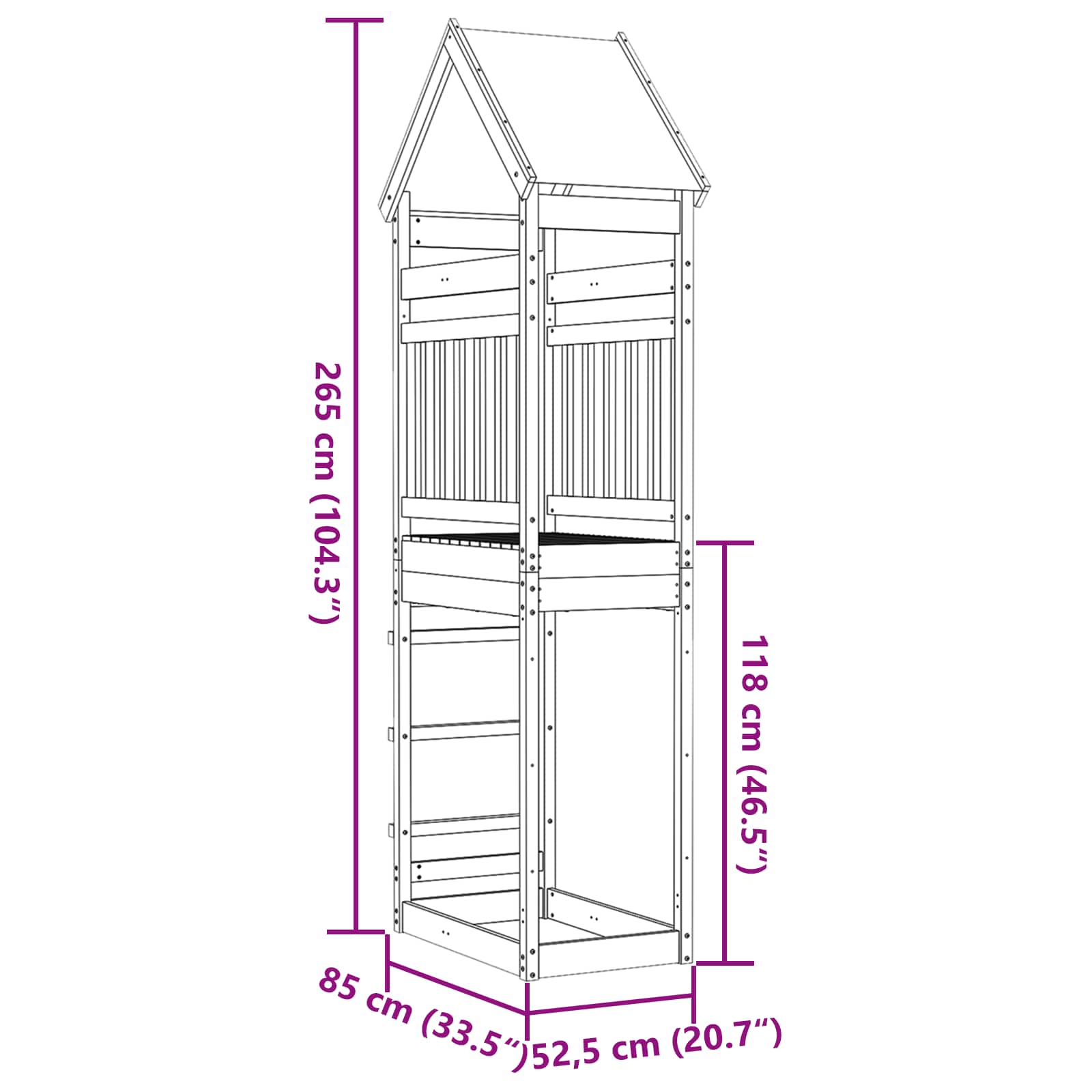 Speeltoren Bruin 52,5 X 85 X 265 Cm Massief grenenhout