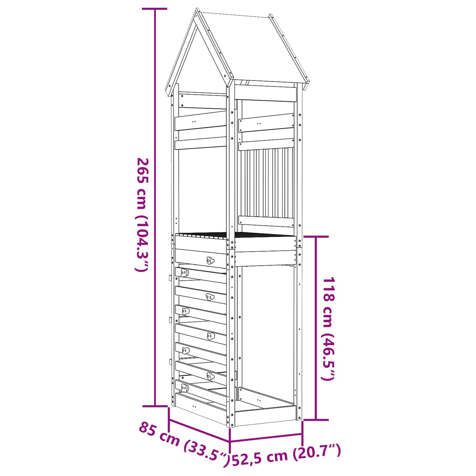 Speeltoren Bruin 52,5 X 85 X 265 Cm Massief geïmpregneerd hout