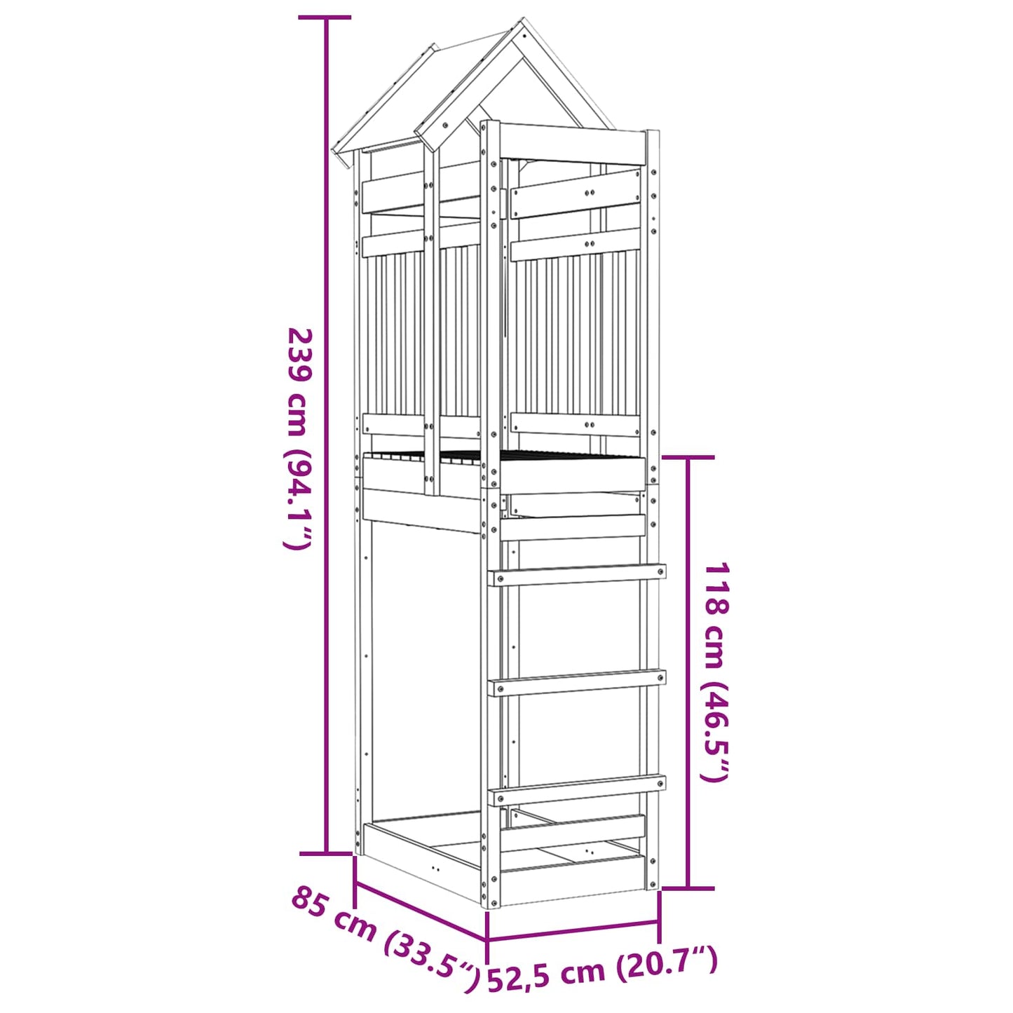 Speeltoren Bruin 52,5 X 85 X 239 Cm Massief geïmpregneerd hout