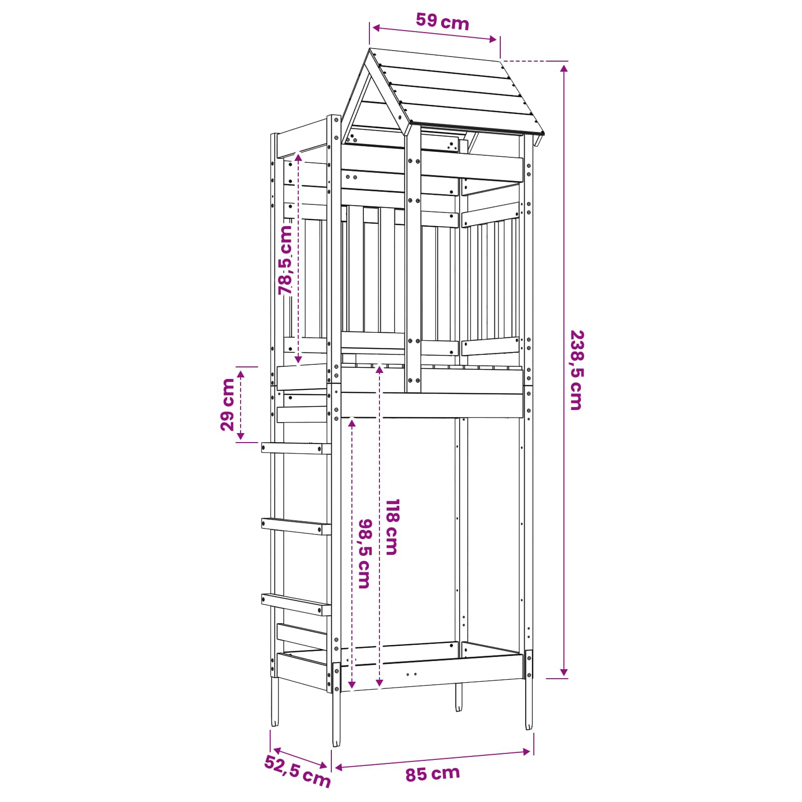Speeltoren Bruin 52,5 x 85 x 238 cm Massief geïmpregneerd hout