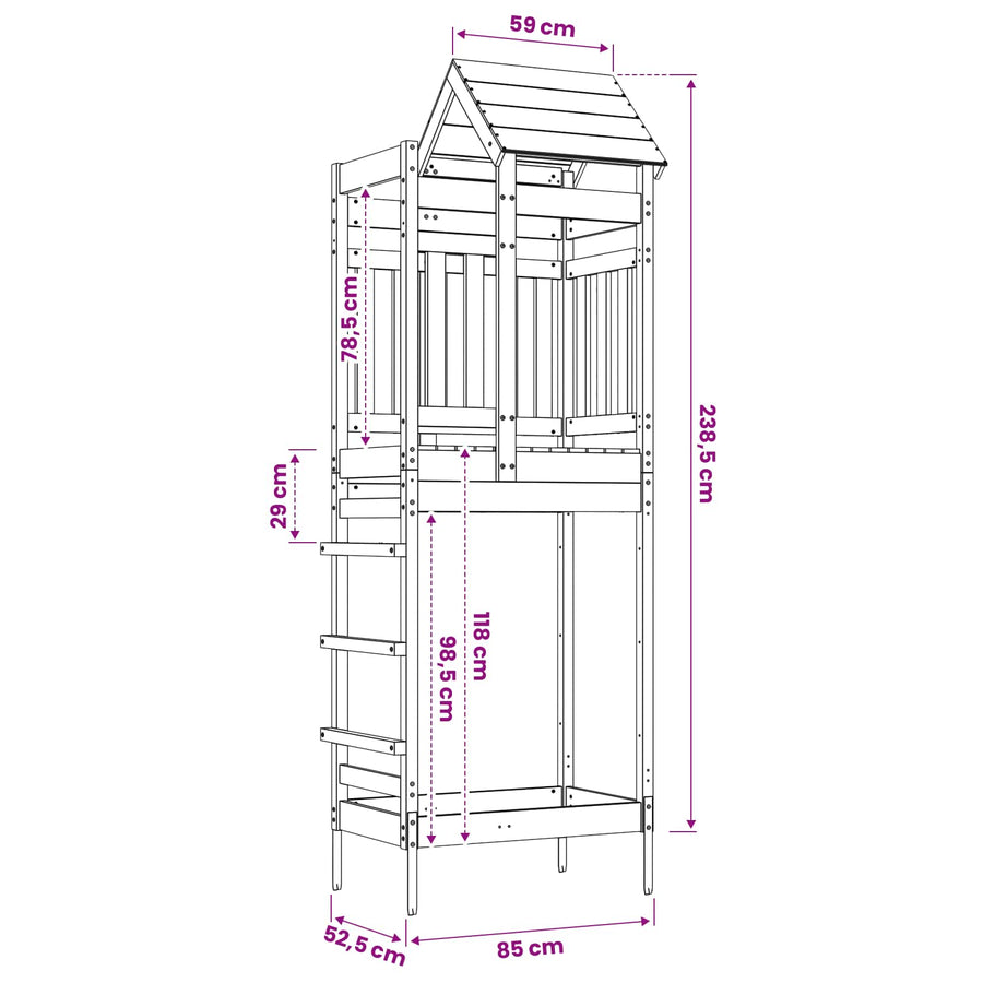 Speeltoren Bruin 52,5 x 85 x 238 cm Massief geïmpregneerd hout