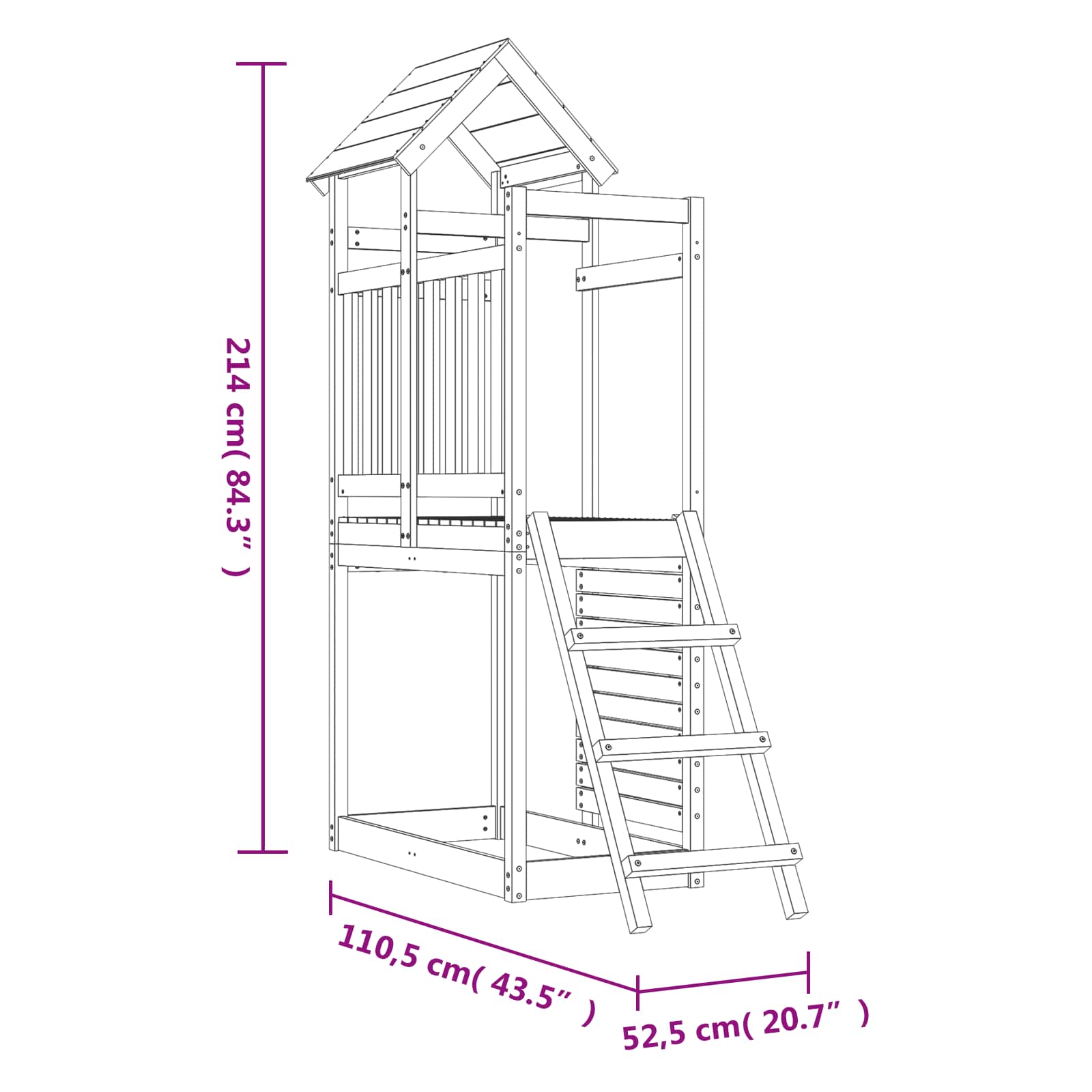 Speeltoren Bruin 110,5 X 52,5 X 214 Cm Massief grenenhout