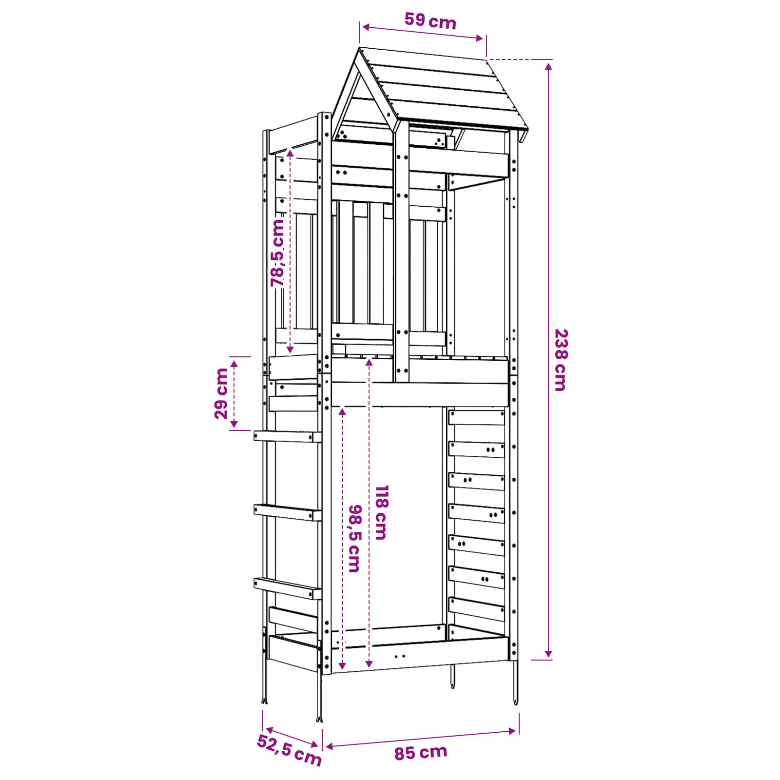 Speeltoren Bruin 52,5 x 85 x 238 cm Massief geïmpregneerd hout