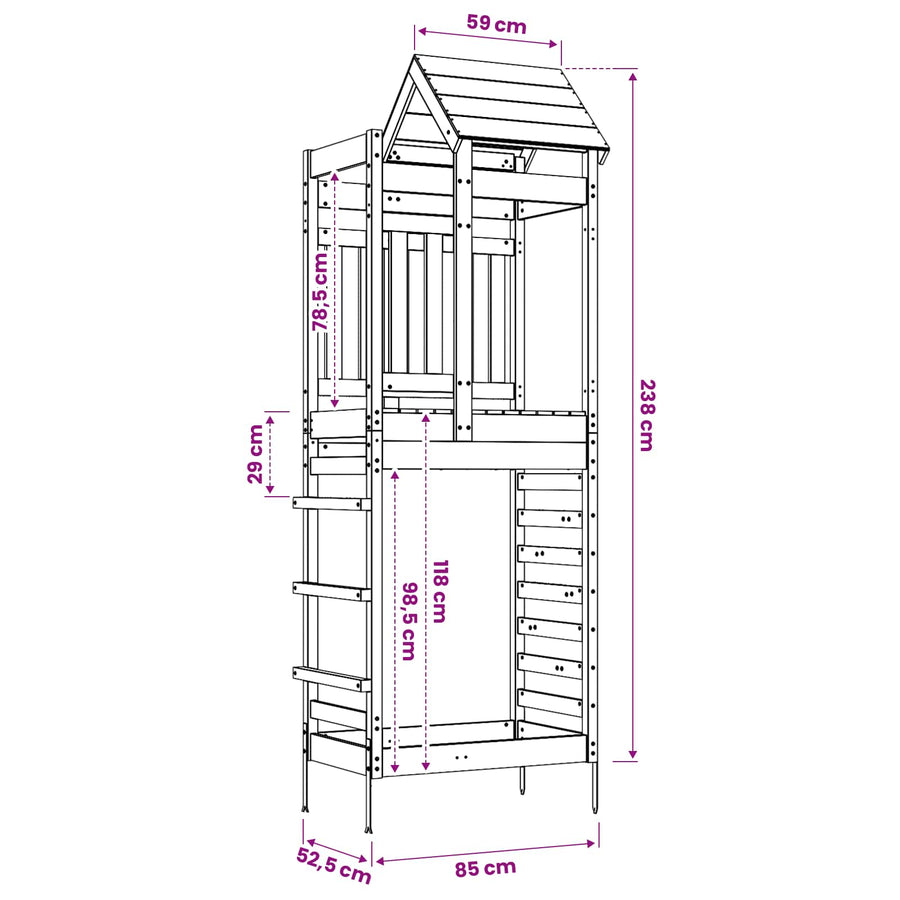Speeltoren Bruin 52,5 x 85 x 238 cm Massief geïmpregneerd hout