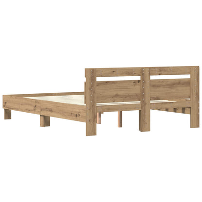 Bedframe met hoofdeinde Artisan Eiken 160 x 200 cm Bewerkt hout