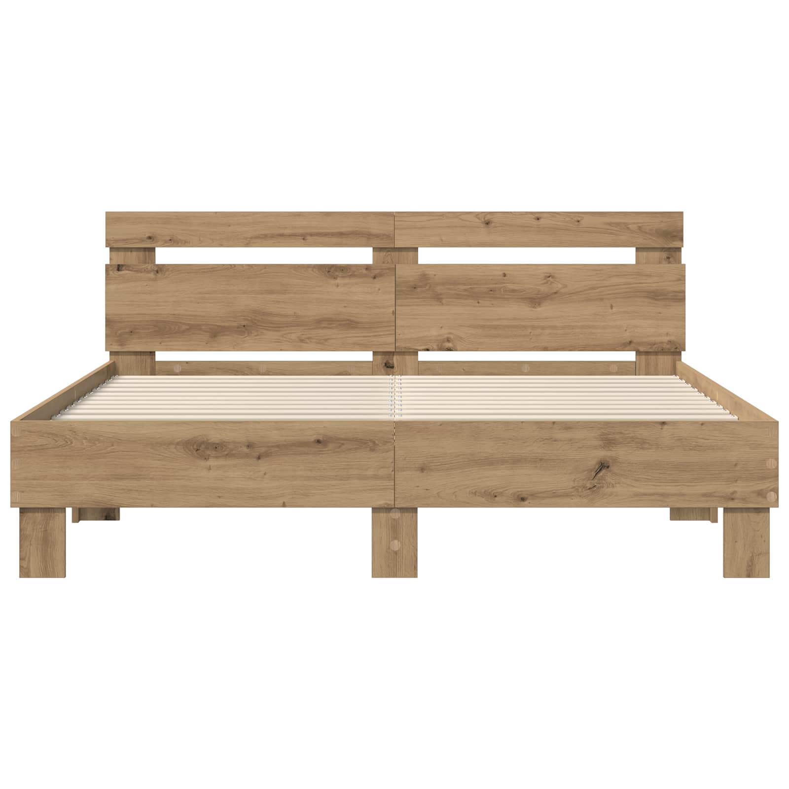 Bedframe met hoofdeinde Artisan Eiken 160 x 200 cm Bewerkt hout