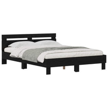 Bedframe met hoofdeinde Zwart Eiken 160 x 200 cm Bewerkt hout