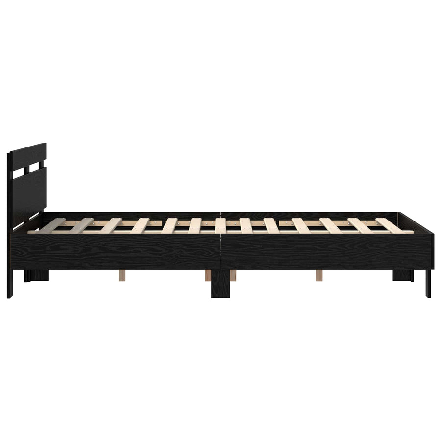 Bedframe met hoofdeinde Zwart Eiken 160 x 200 cm Bewerkt hout