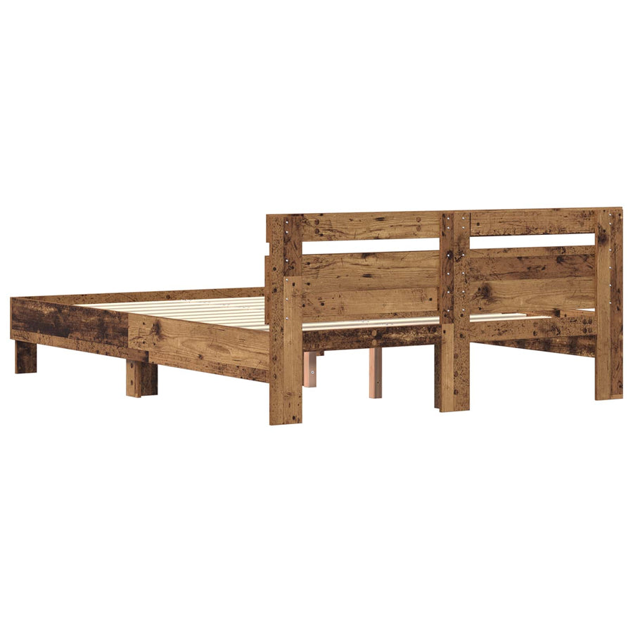 Bedframe met hoofdeinde Oudhout 140 x 200 cm Bewerkt hout