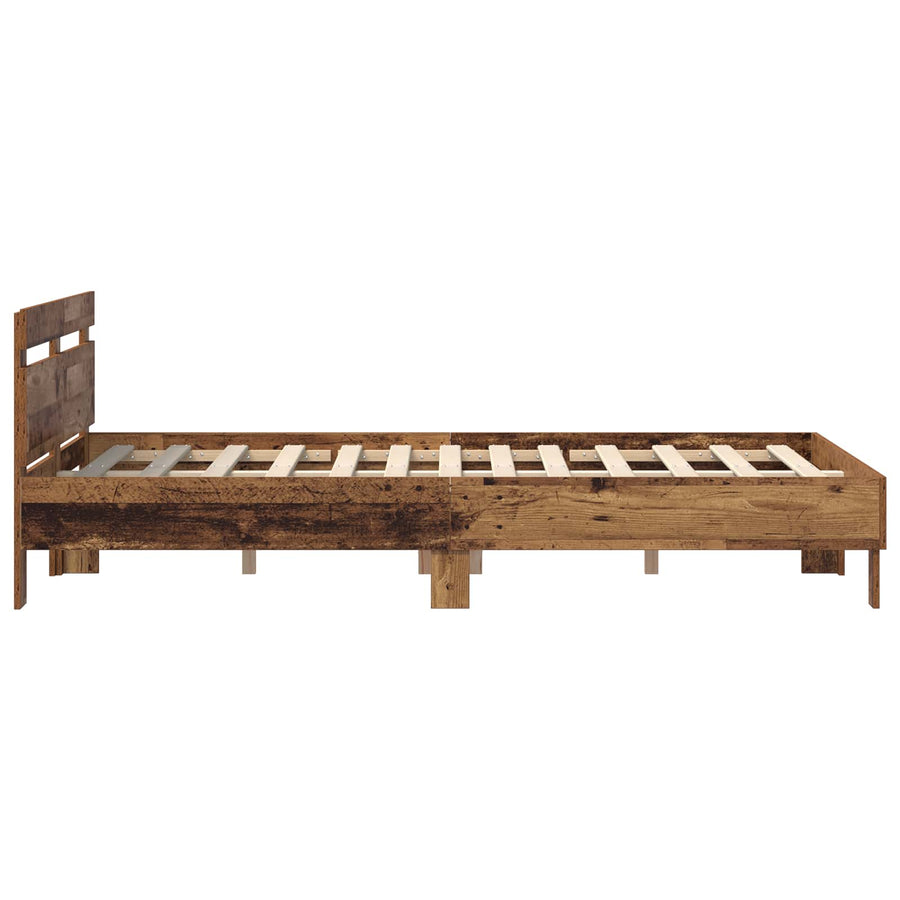 Bedframe met hoofdeinde Oudhout 140 x 200 cm Bewerkt hout