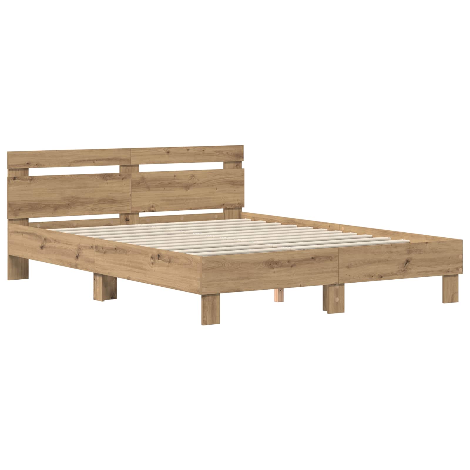Bedframe met hoofdeinde Artisan Eiken 140 x 200 cm Bewerkt hout