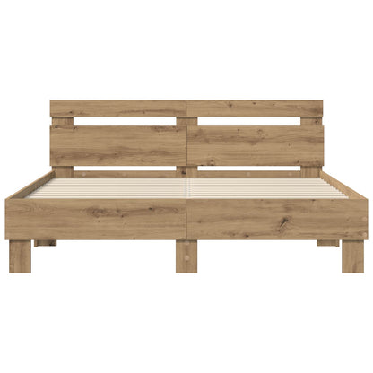Bedframe met hoofdeinde Artisan Eiken 140 x 200 cm Bewerkt hout