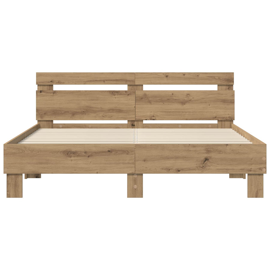 Bedframe met hoofdeinde Artisan Eiken 140 x 200 cm Bewerkt hout
