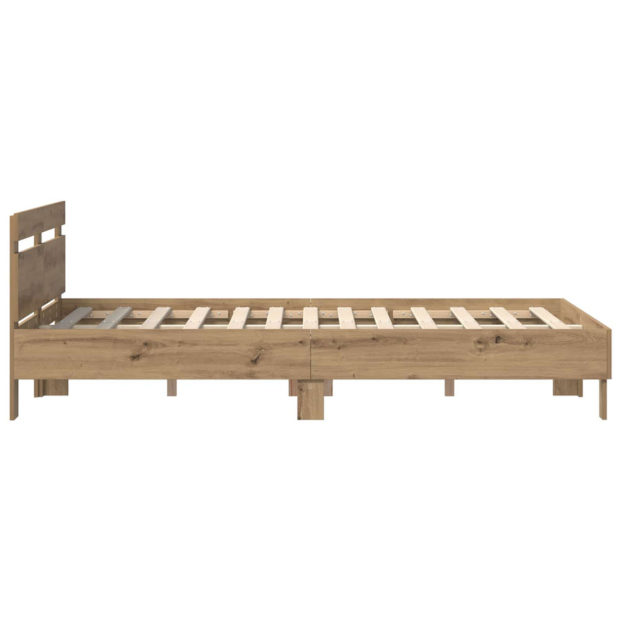 Bedframe met hoofdeinde Artisan Eiken 140 x 200 cm Bewerkt hout