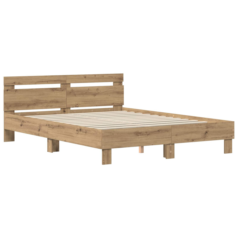Bedframe met hoofdeinde Artisan Eiken 120 x 200 cm Bewerkt hout