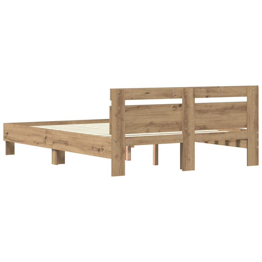 Bedframe met hoofdeinde Artisan Eiken 120 x 200 cm Bewerkt hout