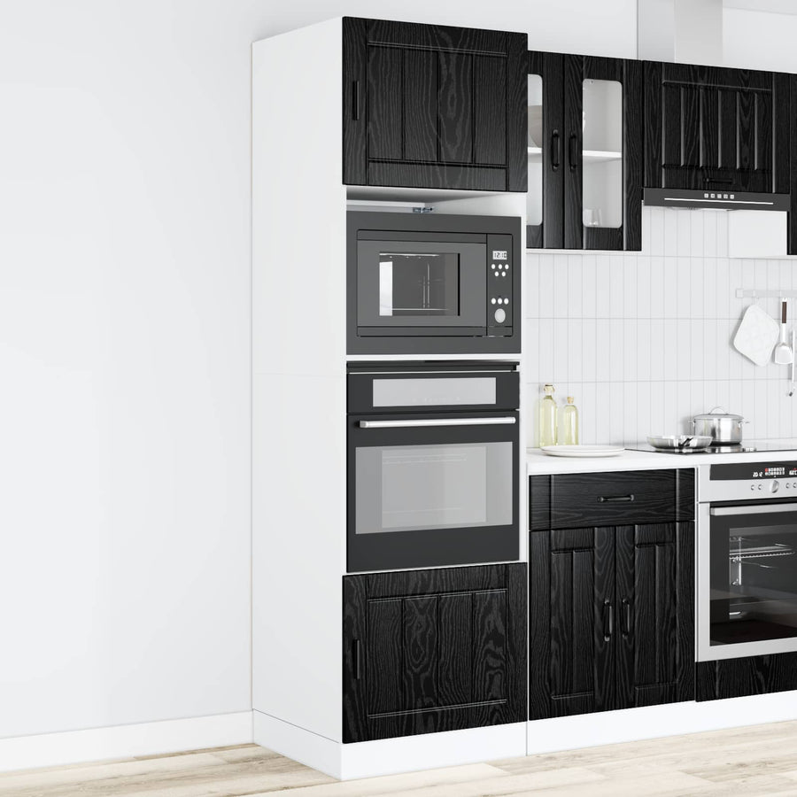 Keukenkast Bewerkt Hout Zwart Eiken 60 x 57 x 207 cm 1x oven kast