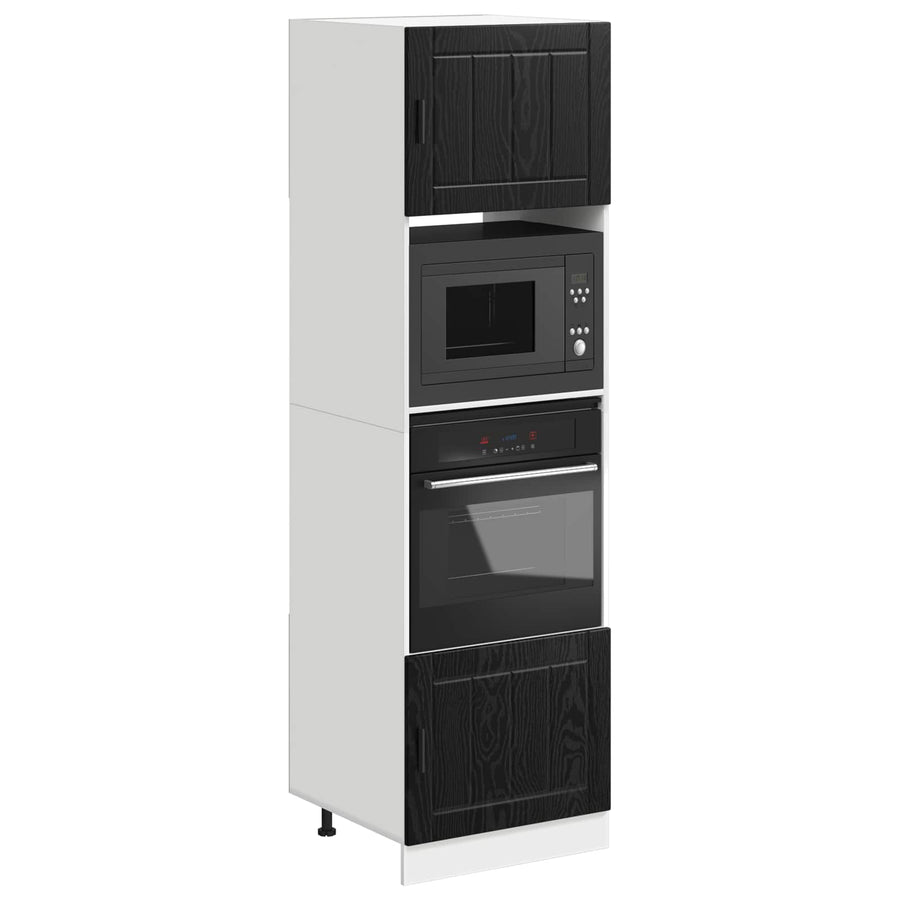 Keukenkast Bewerkt Hout Zwart Eiken 60 x 57 x 207 cm 1x oven kast