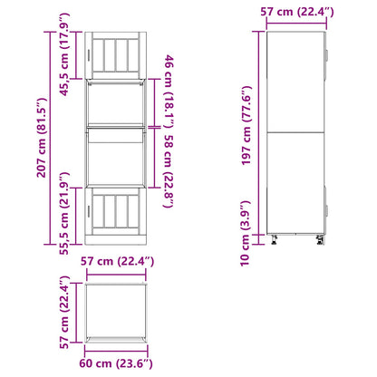 Keukenkast Bewerkt Hout Zwart Eiken 60 x 57 x 207 cm 1x oven kast