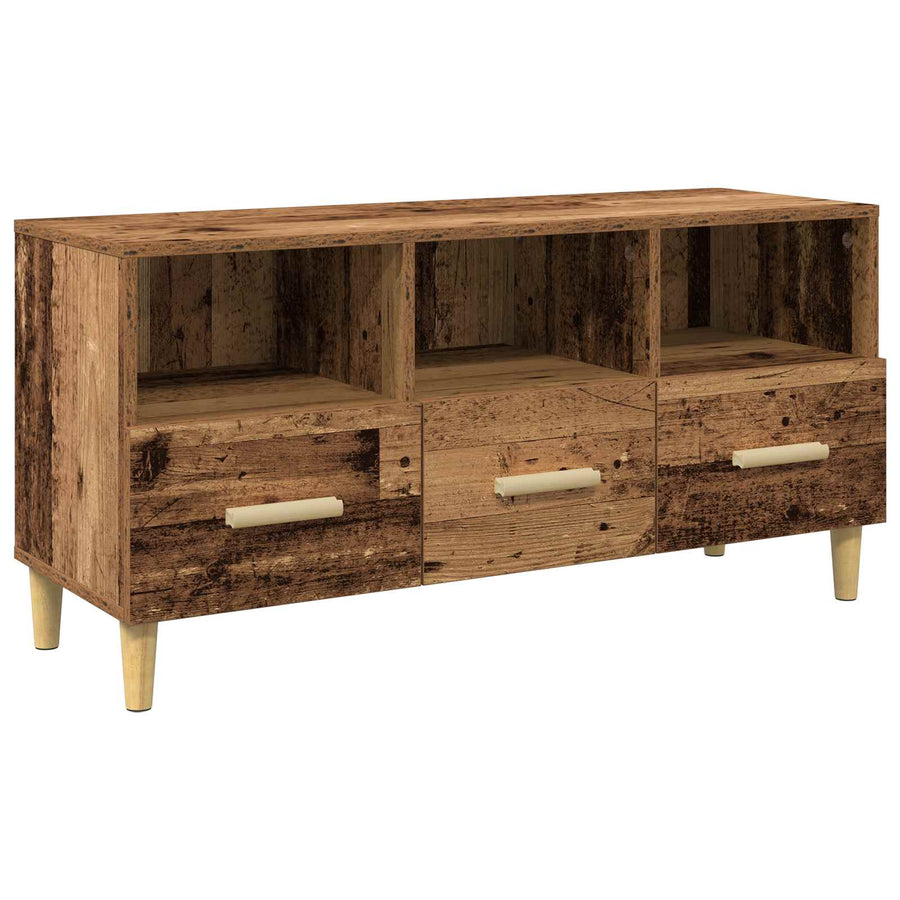 TV-kast met lade Oudhout 102 x 35,5 x 50 cm Bewerkt hout