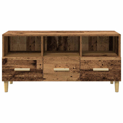 TV-kast met lade Oudhout 102 x 35,5 x 50 cm Bewerkt hout