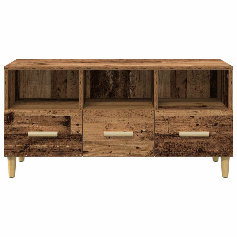 TV-kast met lade Oudhout 102 x 35,5 x 50 cm Bewerkt hout