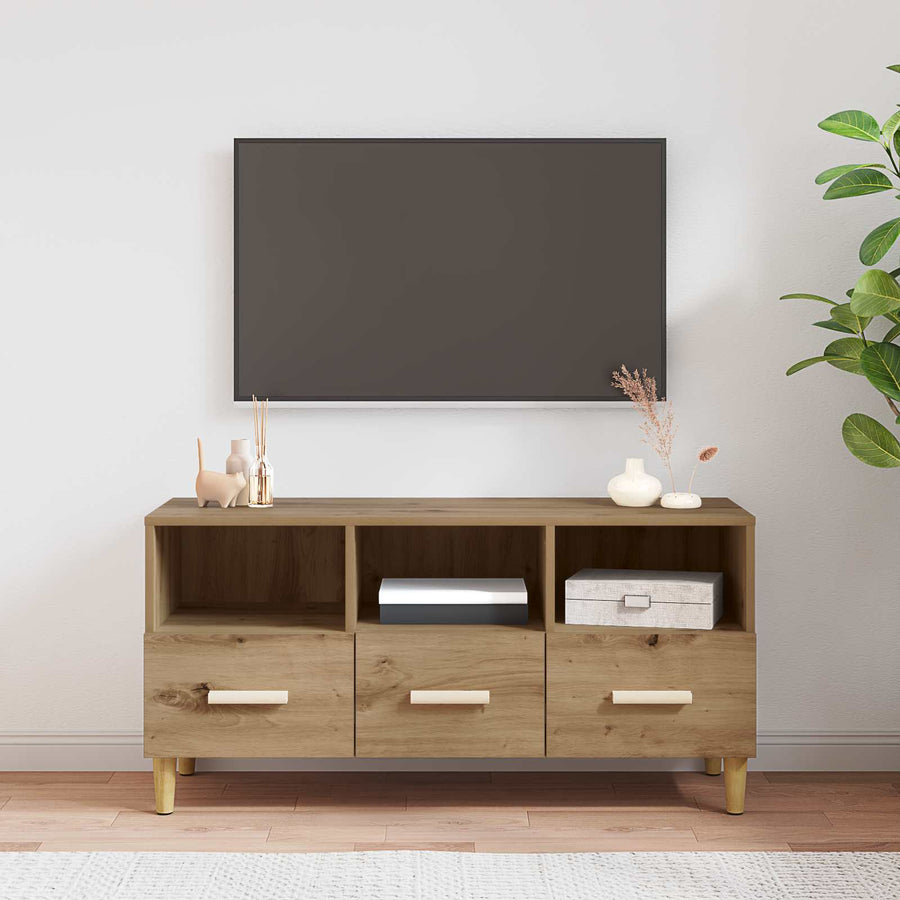 TV-kast Ambachtelijk eiken 102 x 35,5 x 50 cm Bewerkt hout