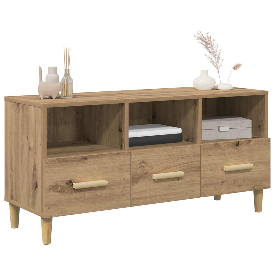 TV-kast Ambachtelijk eiken 102 x 35,5 x 50 cm Bewerkt hout