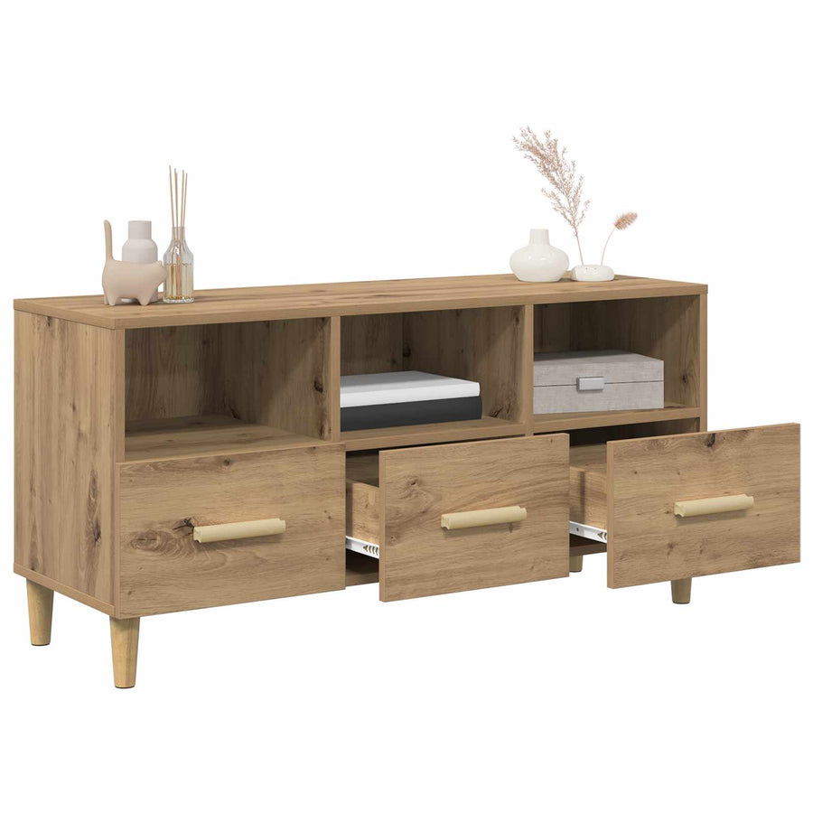 TV-kast Ambachtelijk eiken 102 x 35,5 x 50 cm Bewerkt hout