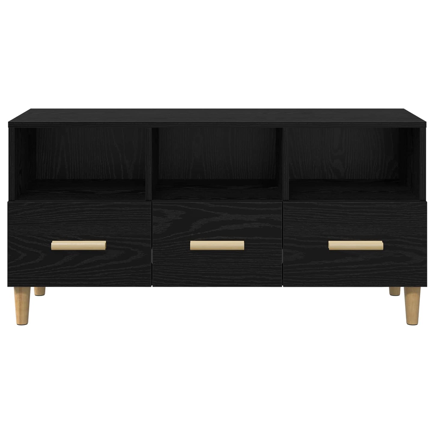 TV-kast met lade Zwart Eiken 102 x 35,5 x 50 cm Bewerkt hout